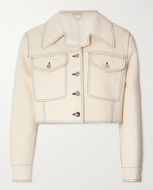 Emilia Wickstead Emma Cropped Topstitched Cotton-Blend Jacket