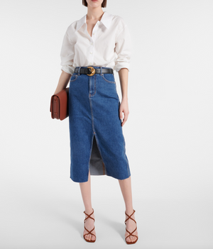 Veronica Beard Victoria Denim Midi Skirt