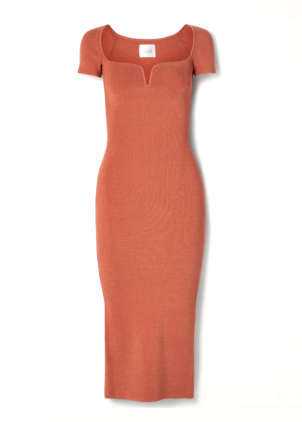 Galvan London Gaia Ribbed Knit Midi Dress