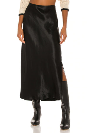 Vince Satin Side Slit Midi Skirt