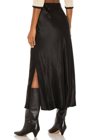 Vince Satin Side Slit Midi Skirt