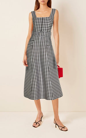 Emilia Wickstead Petra Gingham Belted Midi Dress