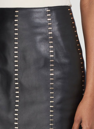 Alexander McQueen Stapled Leather Mini Skirt