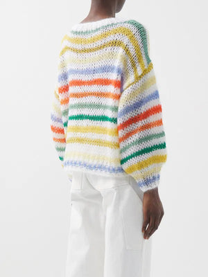 Loewe Striped Logo-Intarsia Mohair-Blend Knitted Jumper