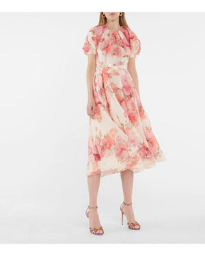 Giambattista Valli Peony Printed Silk Midi Dress