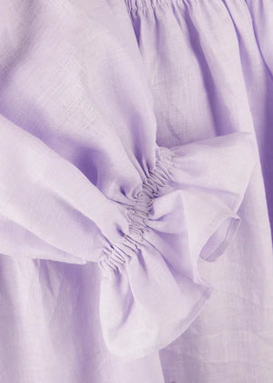Sleeper 'Atlanta' Off-the-shoulder Shirred Linen Midi Dress