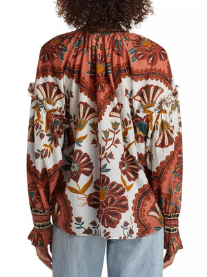 Farm Rio Riad Printed Cotton Blouse