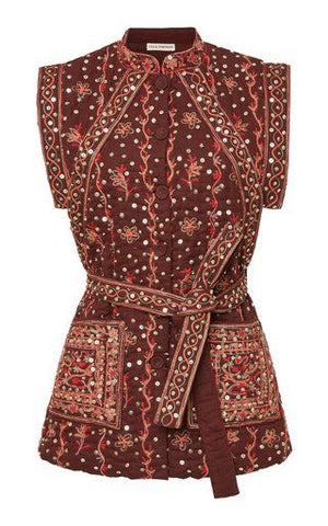 Ulla Johnson Indira Embroidered Linen and Cotton-B lend Waistcoat