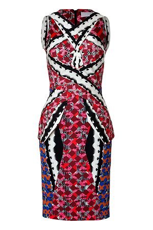 Peter Pilotto Digital Print Silk-Blend Peplum Waist Dress