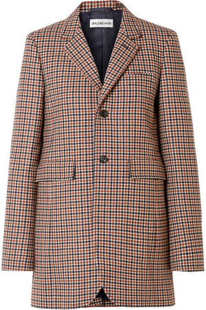 Balenciaga Check Wool Single-Breasted Blazer