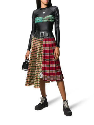 Chopova Lowena Belted Pleated Patchwork Skirt