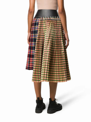 Chopova Lowena Belted Pleated Patchwork Skirt