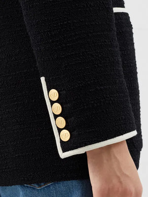 Valentino Double Breasted Wool-Blend Bouclé Blazer