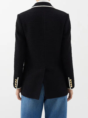 Valentino Double Breasted Wool-Blend Bouclé Blazer