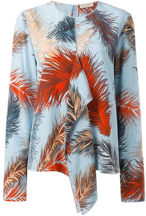 Emilio Pucci Silk Feather Print Blouse