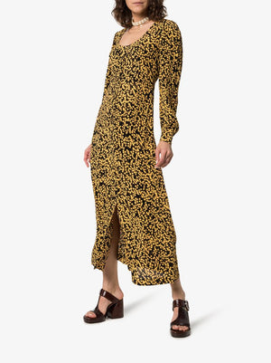 GANNI Goldstone Floral Printed Crepe Dress