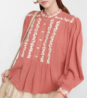 Isabel Marant Etoile Giovana Embroidered Cotton Blouse