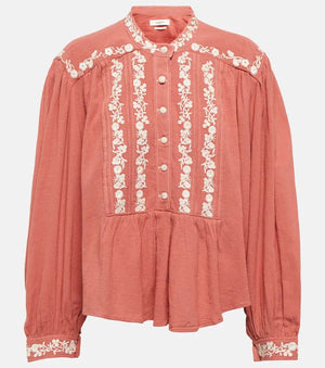 Isabel Marant Etoile Giovana Embroidered Cotton Blouse