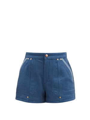 Chloe Two-Tone Denim Shorts