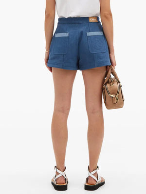 Chloe Two-Tone Denim Shorts