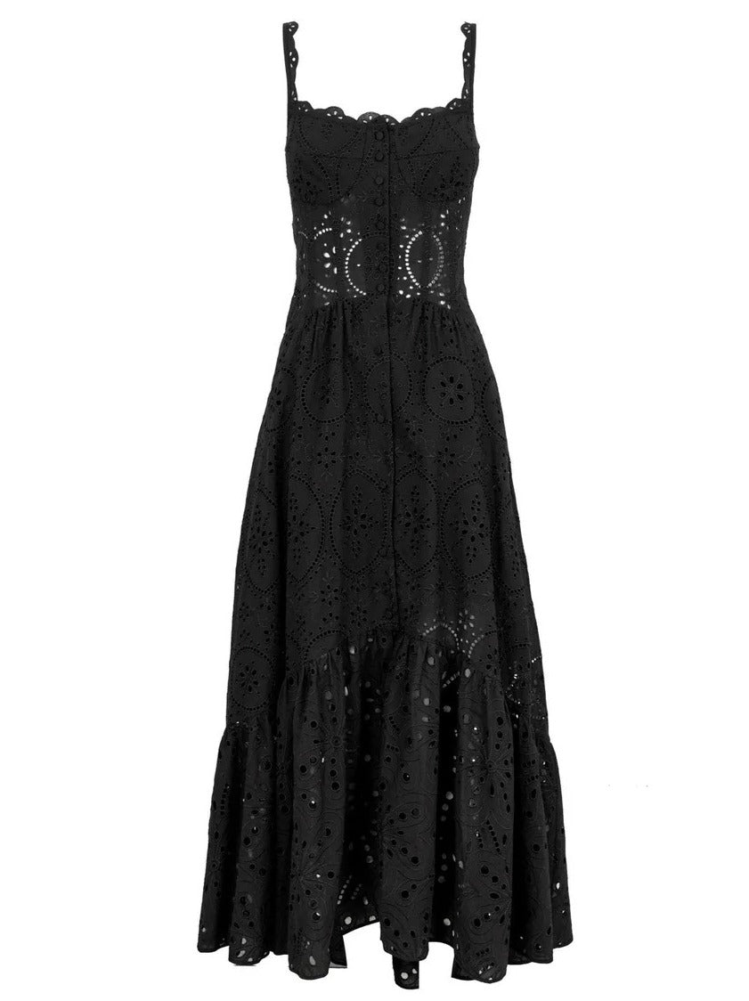 Charo Ruiz Ibiza Irene Scalloped Broderie Anglaise Cotton-Blend Maxi Dress