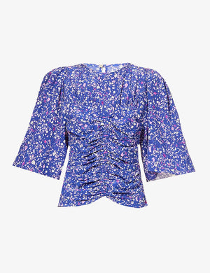 Isabel Marant Lidiane Ruched Printed Georgette Top