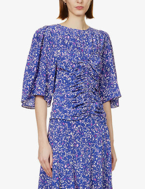 Isabel Marant Lidiane Ruched Printed Georgette Top