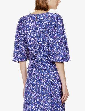 Isabel Marant Lidiane Ruched Printed Georgette Top