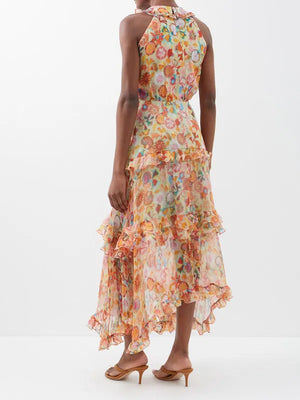 Saloni Jolie B Printed Silk Georgette Midi Dress