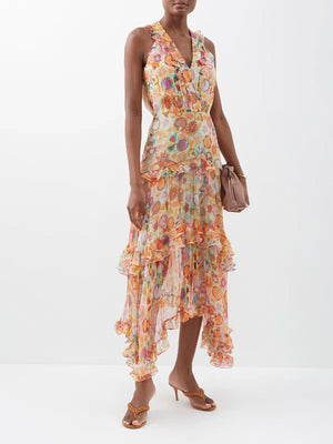 Saloni Jolie B Printed Silk Georgette Midi Dress