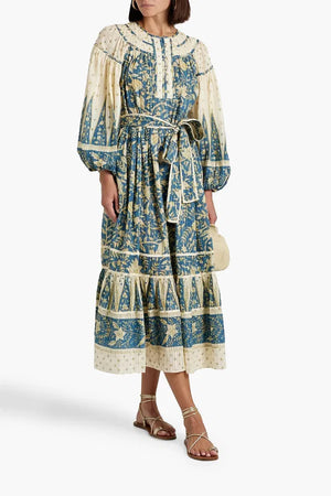 Ulla Johnson Kemala Tiered Printed Cotton-Blend Voile Midi Dress