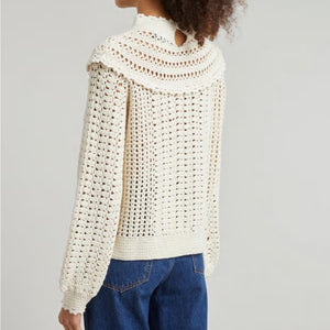 RIXO Silvia Crochet Knit Cotton Sweater