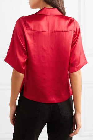Orseund Iris Le Funk Cropped Silk Satin Shirt