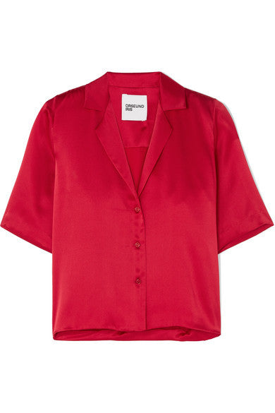 Orseund Iris Le Funk Cropped Silk Satin Shirt