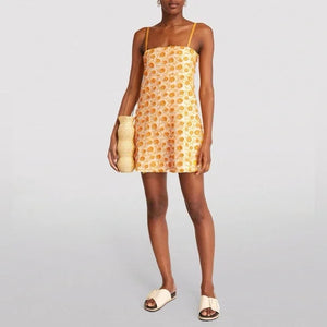Three Graces London Clementine Appliquéd Cotton-blend Mini Dress