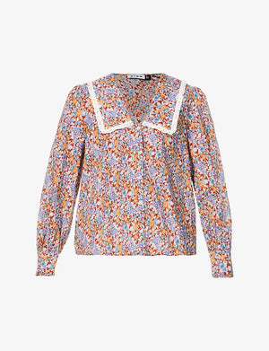 RIXO Mady Floral Printed Cotton Blouse
