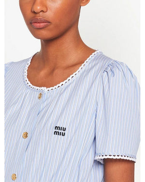 Miu Miu Chambray Striped Midi Dress