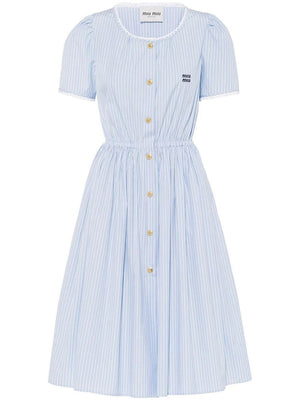 Miu Miu Chambray Striped Midi Dress