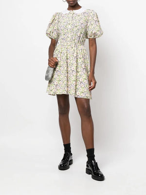 Miu Miu Floral Printed Silk Mini Dress