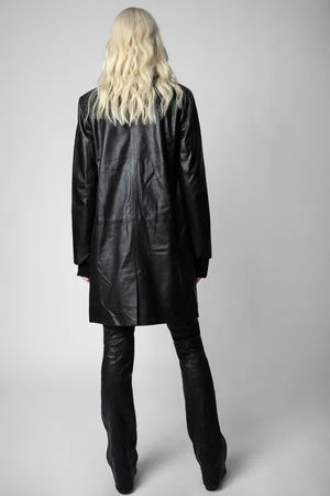 Zadig & Voltaire Monarque Leather Single-Breasted Coat