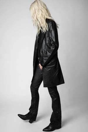 Zadig & Voltaire Monarque Leather Single-Breasted Coat