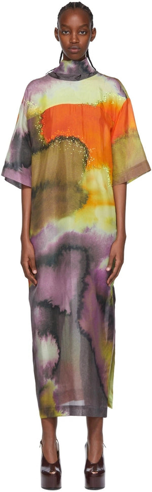 Dries Van Noten Darin Embellished Silk Oversized Dress