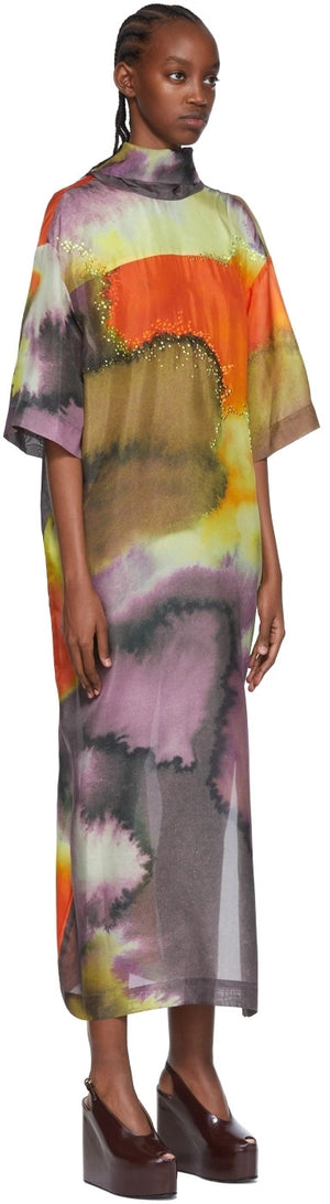 Dries Van Noten Darin Embellished Silk Oversized Dress