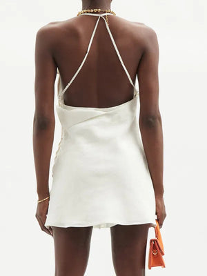 Jacquemus L'Amour Nappe Shorts-Lined Linen Mini Dress