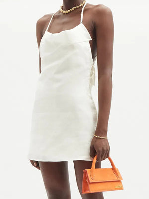 Jacquemus L'Amour Nappe Shorts-Lined Linen Mini Dress