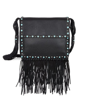 Valentino Rockstud Embellished Tassel-Trimmed Leather Shoulder Bag