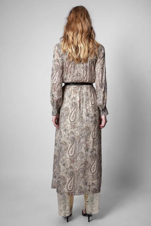 Zadig & Voltaire Reeva Paisley Printed Metallic Silk Maxi Dress