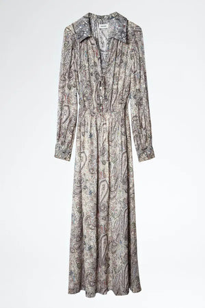 Zadig & Voltaire Reeva Paisley Printed Metallic Silk Maxi Dress