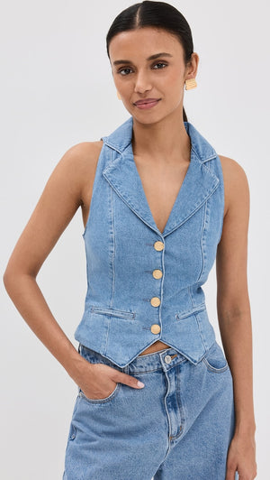 Reformation Nova Denim Waistcoat