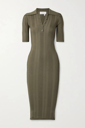 REMAIN Birger Christensen Evial Ribbed Knit Midi Dress